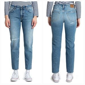 PRPS DeLorean Mid Rise straight leg slim fit jeans medium blue distressed